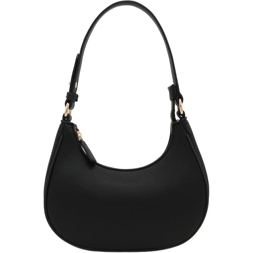 Women's Black Small Crescent Shoulder Bag Underarm Purse - Picture 1 of 7